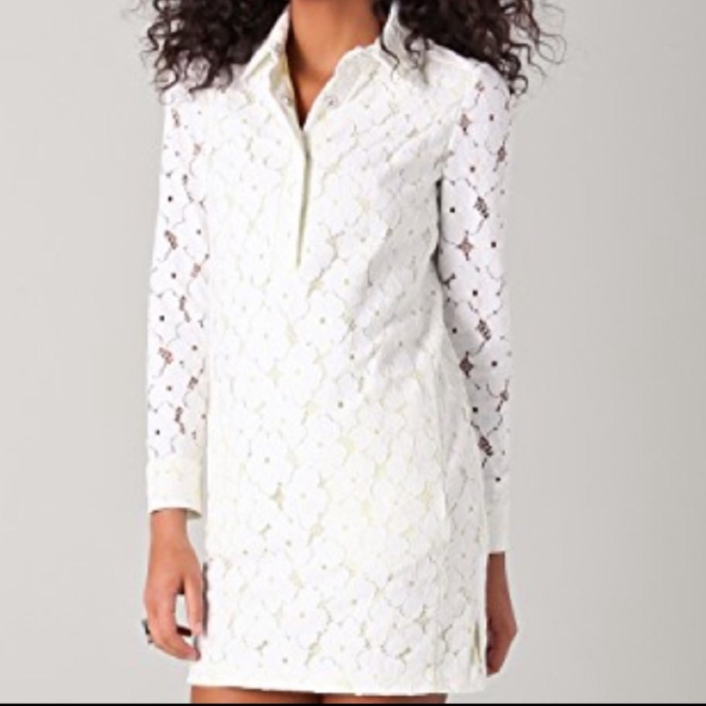 Diane Von Furstenberg White Long Sleeve Dress